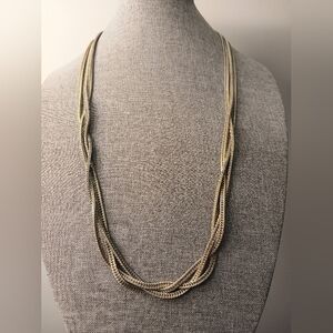 Heavy Metal Vtg TALBOTS Multi-strand Necklace, Brushed Silver-toned, Thick Chain